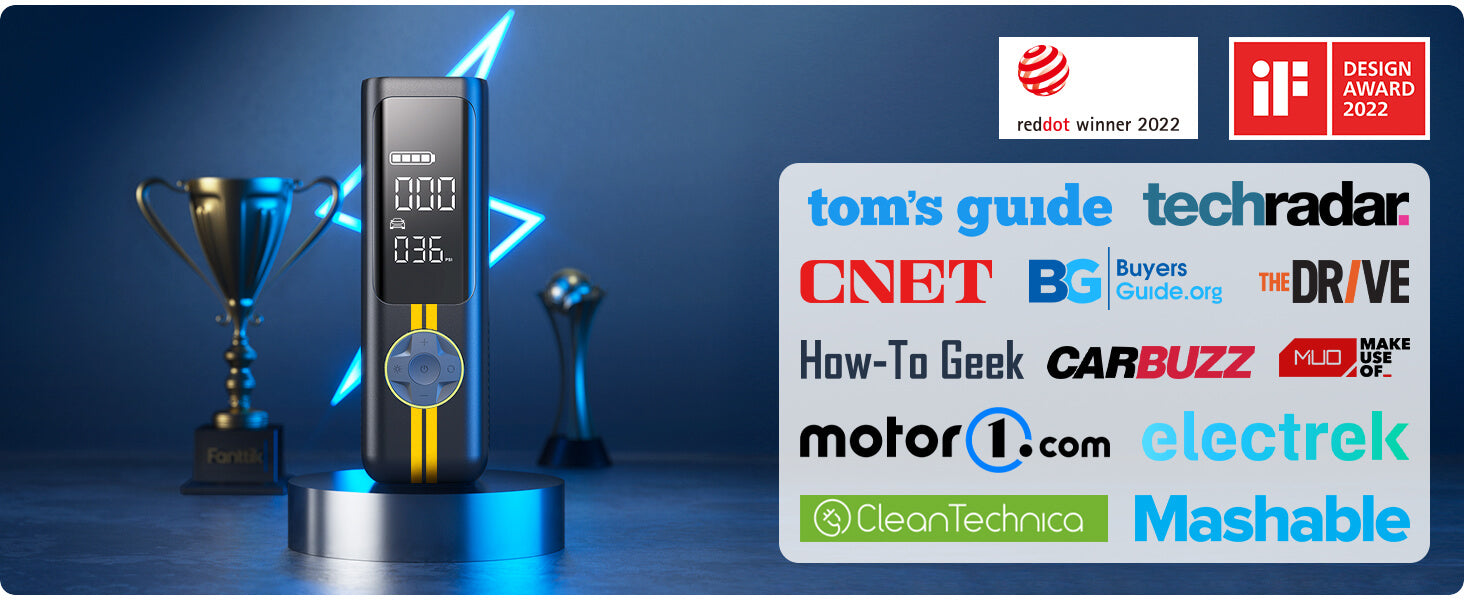 Fanttik X8 APEX™ Tire Inflator Portable Air Compressor, 2X Faster Inflation, 150PSI Cordless Tire Inflator with LCD Dual Screen, Suitable for MPV, Car, E-Bike, Motorcycle, For up to 26.3 Inch Tire