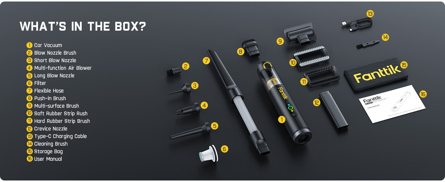 Fanttik Slim V10 Apex Cordless Car Vacuum, 4-in-1 Portable Mini Handheld Vacuum, 19000pa Suction Power, Upgraded Smart Digital Display, 2 Suction Modes for Car, Office Desk, Keyboards