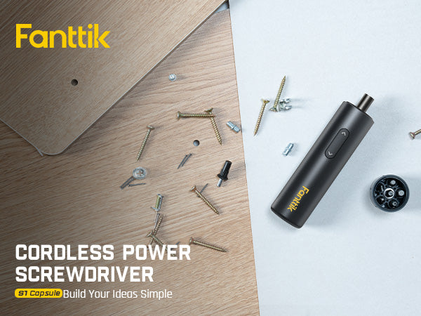 Fanttik NEX S1 Capsule 3.7V Cordless Screwdriver, Electric Screwdriver, Max 5 N.m, 320 RPM Motor, 5 Pcs Double-Ended Bits, Compact Design, LED Light, 1/4''Hex, Idea Tool for Furniture, Appliances