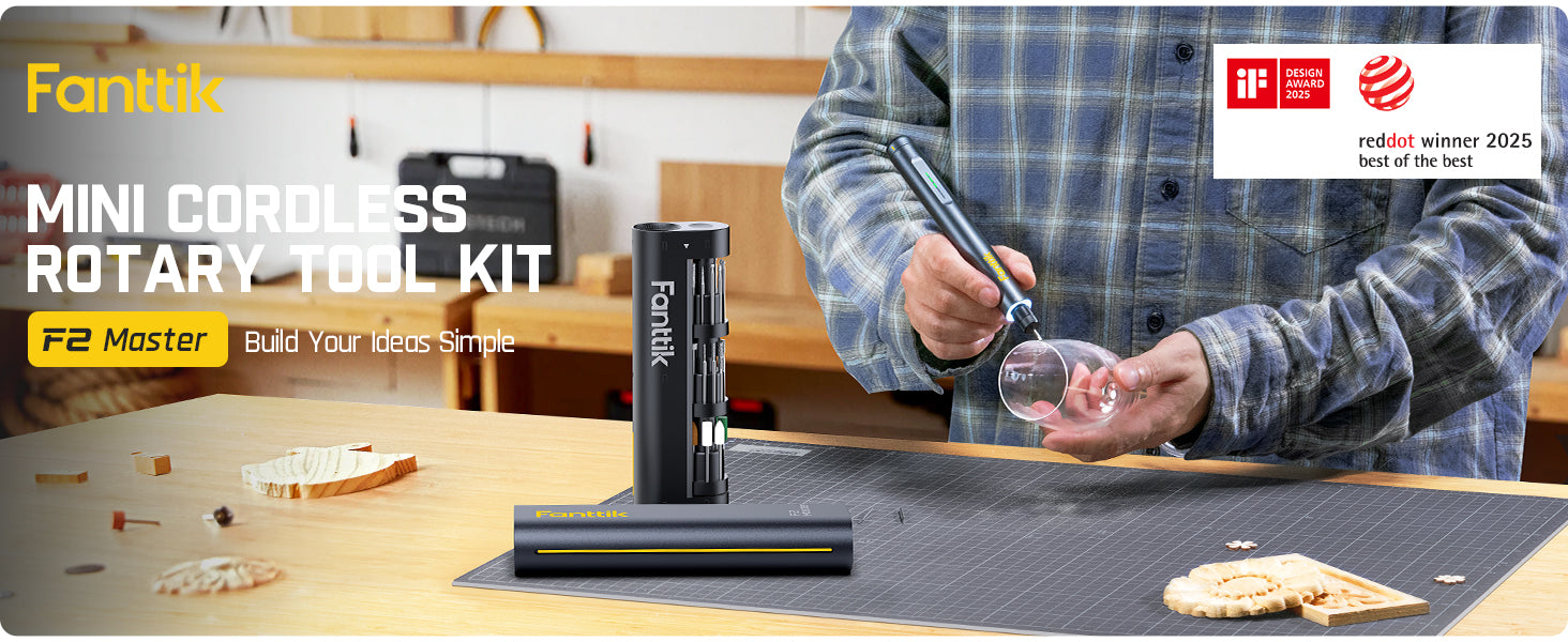 Fanttik F2 Master Mini Cordless Rotary Tool Kit 4V, Brushless Motor, 5 Variable Speed, 25000 RPM, Revostor Hub, 35 Accessories, Power Tool for Sanding, Polishing, Drilling, Carving, DIY Crafts