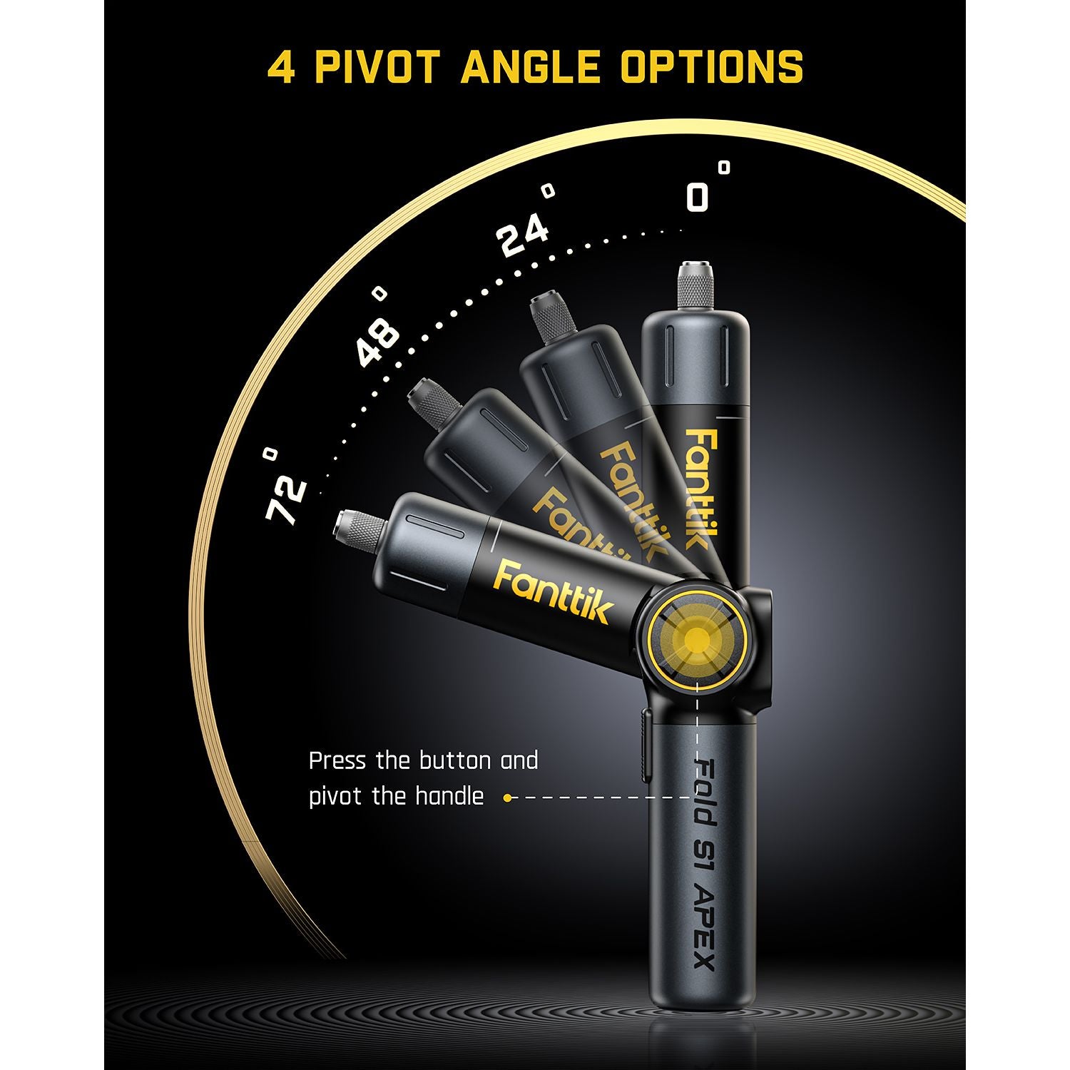 Fanttik Fold S1 APEX 3.7V Cordless Screwdriver, Electric Screwdriver, Screen Interaction, Pivot Handle, High/Low RPM Options, Max 7N.m, 20 Bits, 1/4''Hex, Ideas DIY Tool - Deluxe Edition