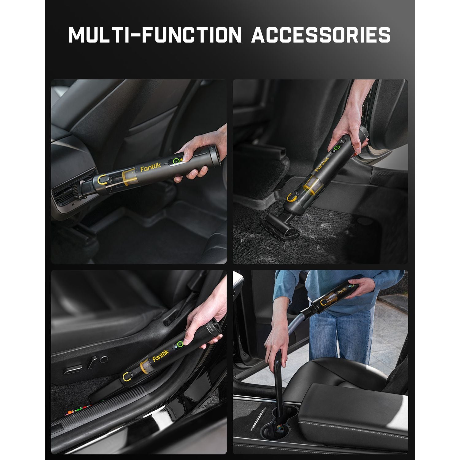 Fanttik Slim V10 Apex Cordless Car Vacuum, 4-in-1 Portable Mini Handheld Vacuum, 19000pa Suction Power, Upgraded Smart Digital Display, 2 Suction Modes for Car, Office Desk, Keyboards