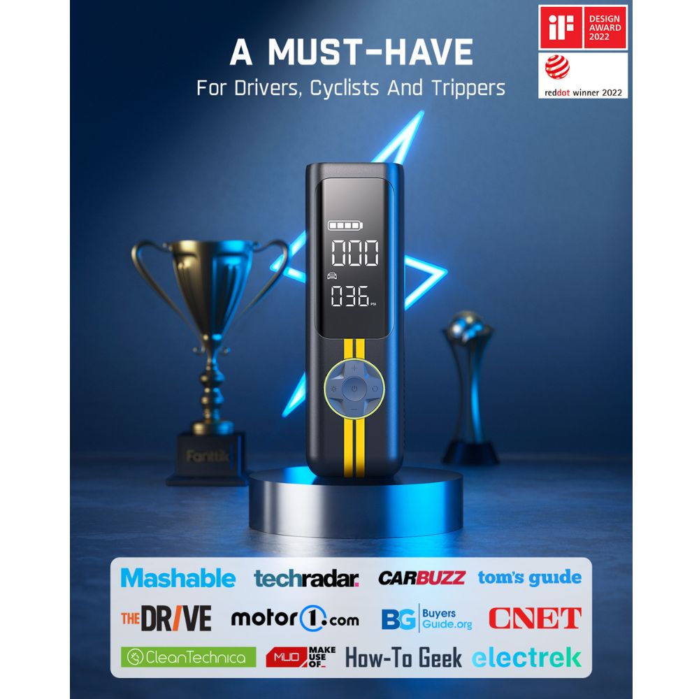 Fanttik X8 APEX™ Tire Inflator Portable Air Compressor, 2X Faster Inflation, 150PSI Cordless Tire Inflator with LCD Dual Screen, Suitable for MPV, Car, E-Bike, Motorcycle, For up to 26.3 Inch Tire