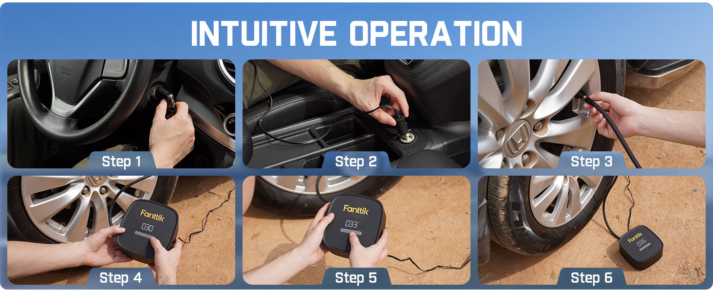 Fanttik X9 SE Tire Inflator Portable Air Compressor for Car, 12V DC Tire Pump with Pressure Gauge, 9.8ft Long Charging Power Auto Air Pump for Car, Motorcycle