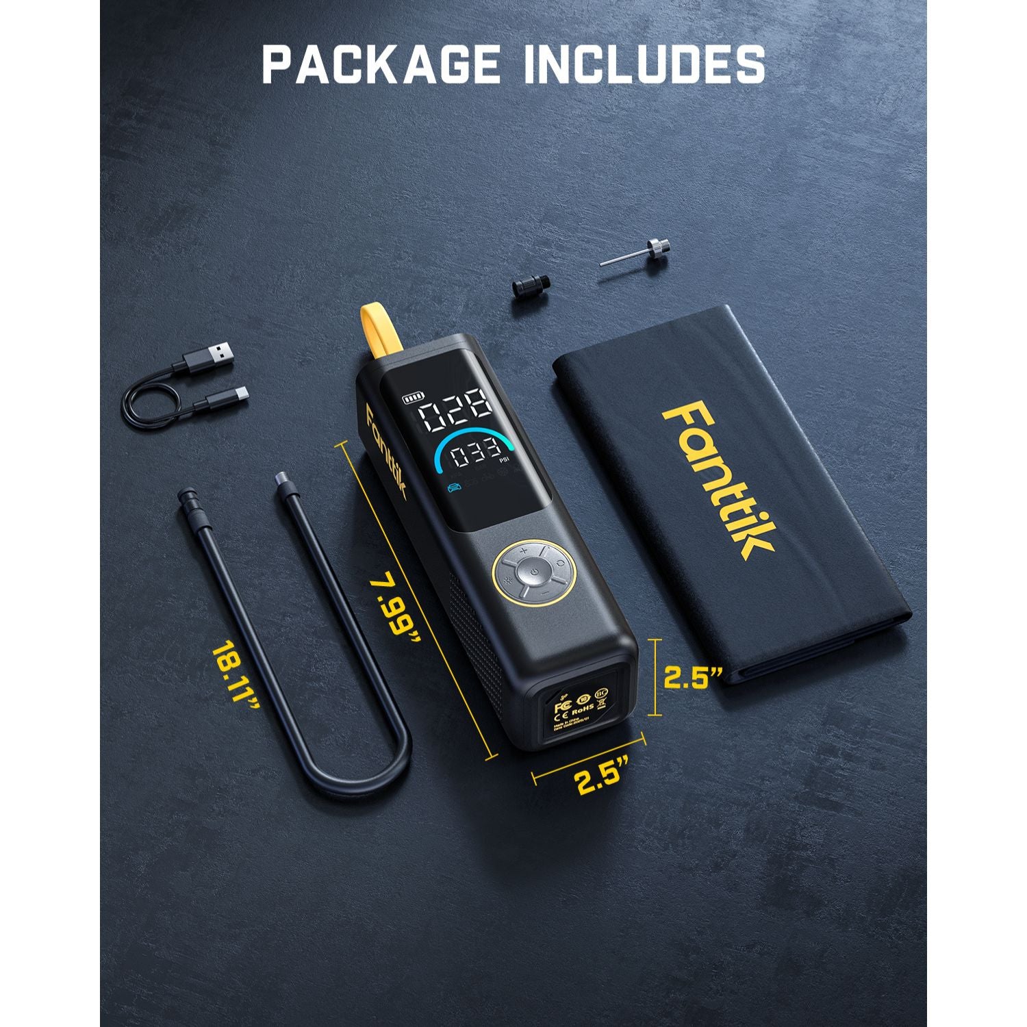 Fanttik X9 Apex Tire Inflator Package Contents