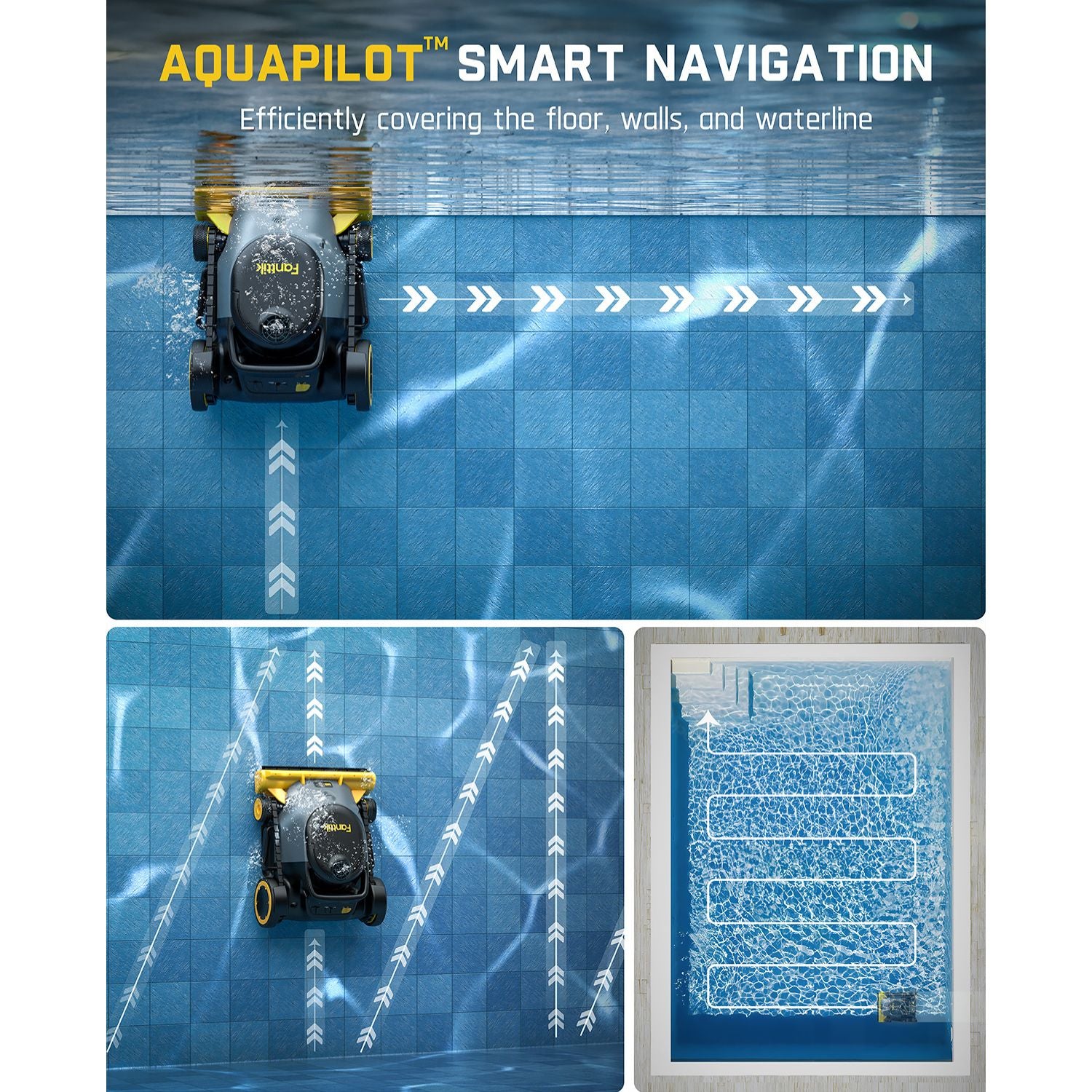 Fanttik Aero X Cordless Robotic Pool Vacuum Cleaner, AdapDrive Active Invert Brush, 4x Efficiency, APP & Remote Control, Clean Floor, Walls, and Waterline, for Above & In-Ground Pools up to 5382 sq.ft