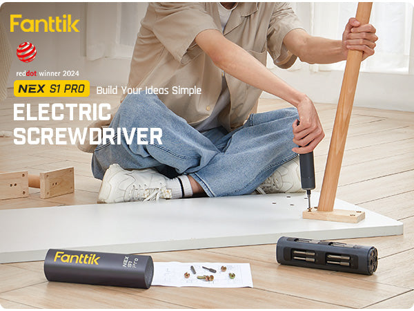 Fanttik S1 Pro 3.7V Electric Screwdriver, Power Screwdriver, 16 S2 Steel Bits, 3 Torque Settings, Max 6 N.m, 2000mAh Battery, LED Light, 1/4''Hex, Ideal Tool for Furniture, Gaming PC