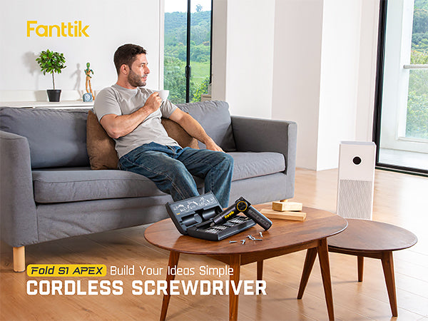 Fanttik Fold S1 APEX 3.7V Cordless Screwdriver, Electric Screwdriver, Screen Interaction, Pivot Handle, High/Low RPM Options, Max 7N.m, 20 Bits, 1/4''Hex, Ideas DIY Tool - Deluxe Edition