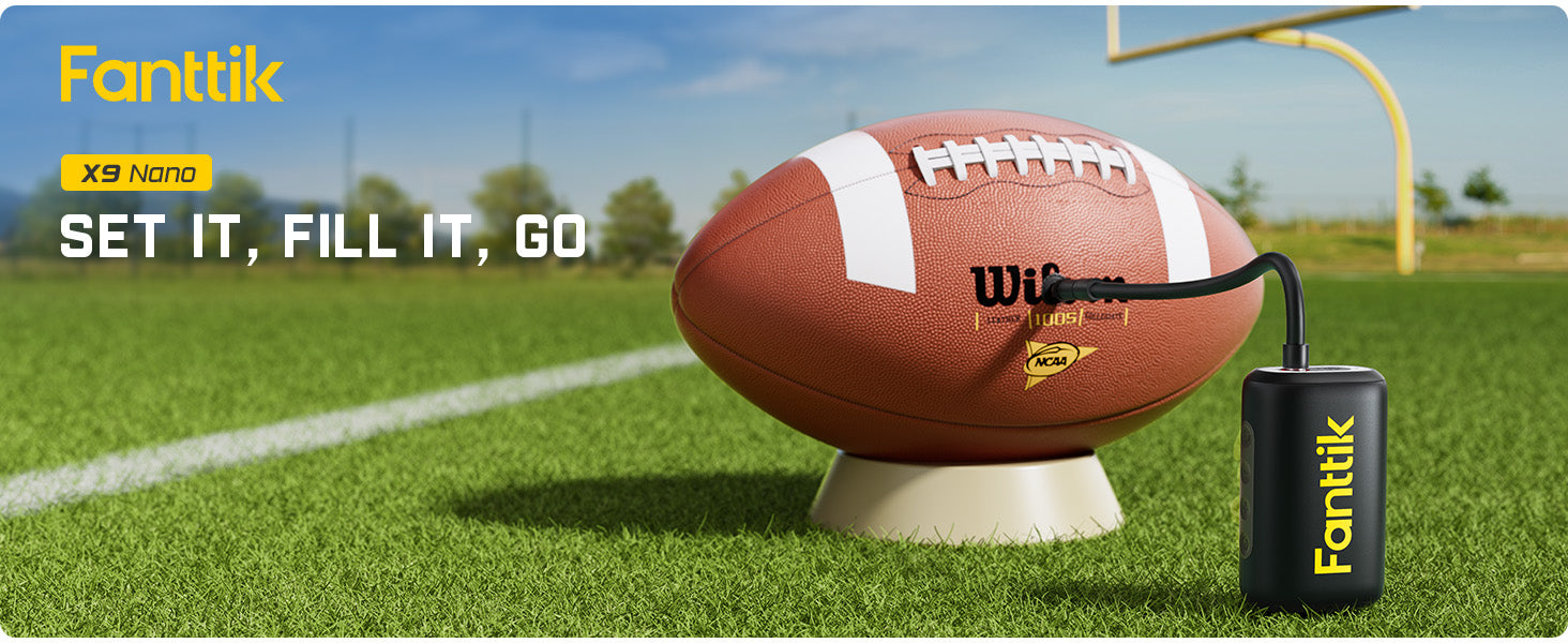 Fanttik X9 Nano Electric Ball Pump for Sports Balls, Portable Fast Inflation with Precise Pressure Gauge and LED Display, Perfect for Football, Soccer, Basketball, Volleyball, Includes Needle