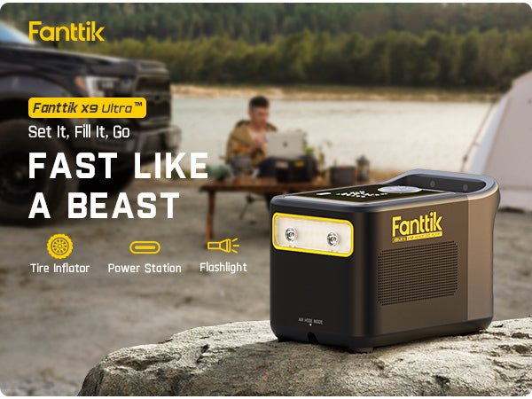Fanttik X9 Ultra™ Portable Tire Inflator for Pickup Trucks | 3-in-1 Air Pump, Power Station, Flashlight | Super Fast Inflator with Digital Gauge | Air Compressor for Car, Mortorcycle, Bike and Ball