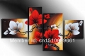 hand made promotion bloom sky red flowers high q. abstract landscape home decor oil painting on canvas 4pcs/set no framed