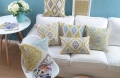 2015 new vintage cotton linen cushion pillow case yellow grey geometric sofa cushion home decor