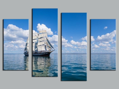 2015 sell 4 panel seaview sailing white cloud blue sky large hd picture modern home wall decor canvas print oil painting