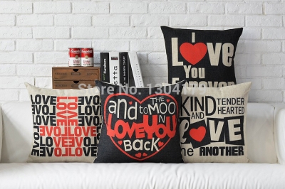 2015 whole minimalist letters love decorative cushion covers lovers home decoration pillowcase cushion cover