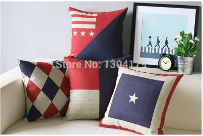 2pcs/set selling red & blue cushion coverthe britishlinen cotton hugging pillowcase cushion covers