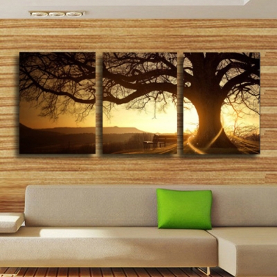 3 panel modern printed tree painting picture cuadros sunset canvas painting wall art home decor for living room no frame pr157