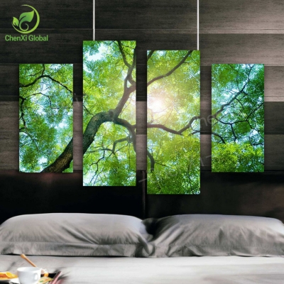 4 panel modern printed nature tree wall pictures for living room unframed oil painting canvas wall art home decoracion pf1079