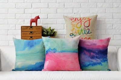 4pcs new 2015 creative retro watercolor words pillow cushion cover linen pillowcases home decoration sofa cushions 45*45cm