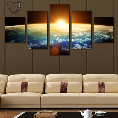 5 piece(no frame) sell sunrise modern home wall decor canvas picture art hd print painting set of 5 each canvas arts