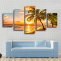 5 piece sunset seascape inclued coco beach modern h wall art hd picture canvas print painting for living room decor unframed