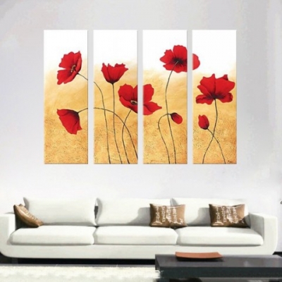 abstract flower hand painted 4 pieces group oil painting on canvas tds-th035