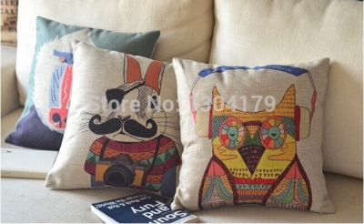 cartoon fresh animals rabbit owl baboon cotton cushion cover pillow case cover office home decor sofa pillows 45cm*45cm