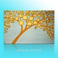 hand-painted big size modern wall art picture for bedroom home decoration golden tree thick palette knife oil painting on canvas