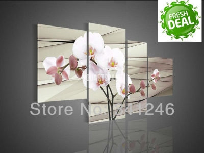 hand-painted hi-q modern wall art home decorative flower group oil painting on canvas pink white magnolia 4pcs/set framed