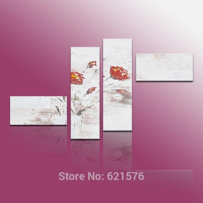 hand-painted modern wall art picture wedding living room home decor abstract splash-ink corn poppy flower oil painting on canvas