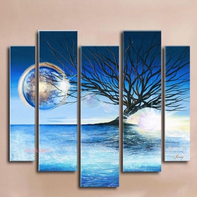 handmade picture 5pcs oil painting on canvas seascape wall art for living room abstract tree home decoration craft landscape