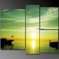 handpainted 4 p modern seascape oil paintings on canvas wall art landscape pictures for home decor sunrise paint for room decor