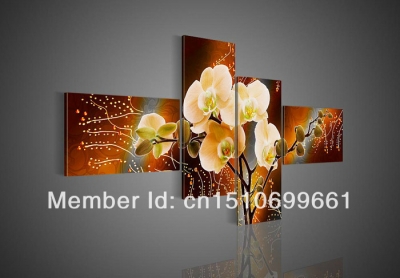 handpainted 4 piece modern decorative oil painting on canvas wall art flower picture for living room unique gift