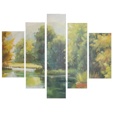handpainted 5p landscape oil paintings on canvas wall art beautiful scenery pictures for living room decor hang paintings