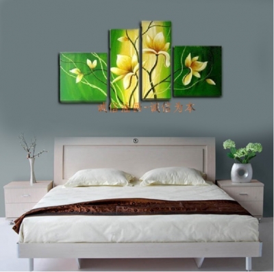 new decorative painting mural paintings modern 4 pieces of chinese redbud flower green 4 piece canvas abstract wall art