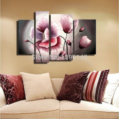 pink color flower handmade modern abstract canvas oil paintings wall art gift for living room home decoration