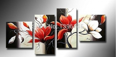 red color painting the magnolia modern abstract handmade oil painting on canvas hand picture wall art gift