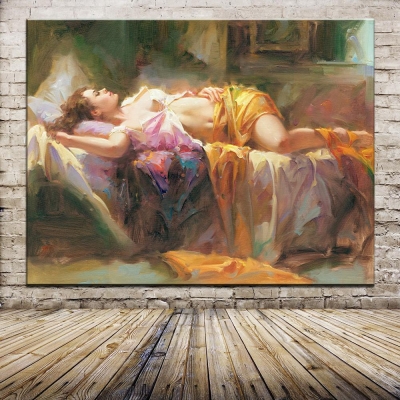 sleeping beautiful nude girl europe portrait oil painting prints picture on cotton for bedroom living room wall art home decor