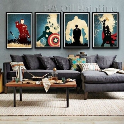 unframe modern abstract huge canvas oil painting hand painted movie super man quadro 4 piece living room decoration unique gift