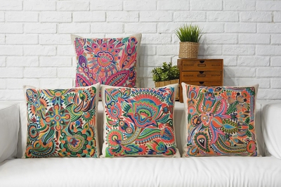 2015 new colorful chinese floweral square 4pcs sofa cushion pillowcase flower car throw pillow case 45*45cm home decor