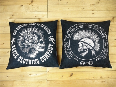 2pcs/lot new creative retro black and wihite skull pillow cushion linen pillowcases home decor sofa cushions 45*45cm