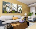 3 piece wall art white printed painting lover flower excellent art canvas picture modern picture home decoration