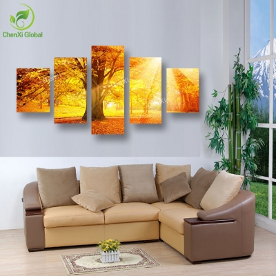 5 panel modern tree paintings cuadros pictures blossom tree painting canvas wall art home decor for living room unframed wedding