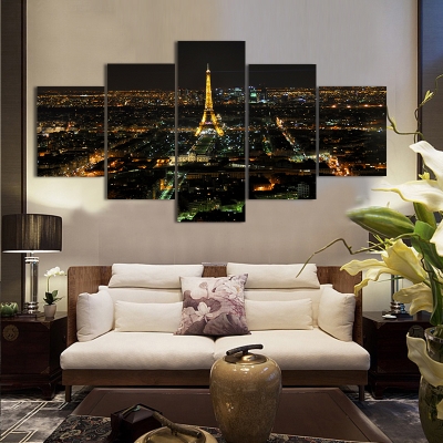 5pcs eiffel tower oil printed painting oil painting on canvas home decorative art picture