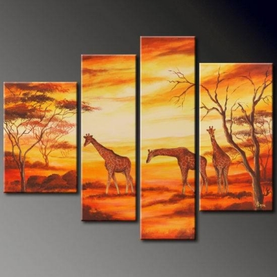 abstract animal hand painted 4 pieces group oil painting on canvas tds-th273