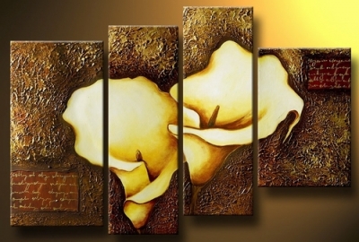 abstract flower hand painted 4 pieces group oil painting on canvas tds-th080