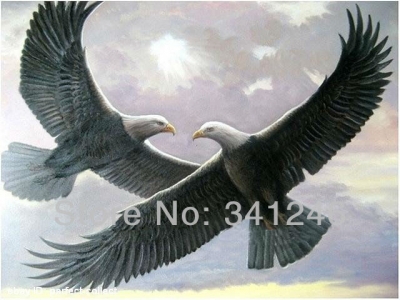 hand-painted hi-q huge size modern wall art home decorative realistic animal oil painting on canvas eagles fly in the sky