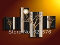 hand-painted hi-q modern hanging wall art home decorative abstract oil painting on canvas moon golden tree texture 4pcs/set