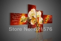 hand-painted hi-q wall art home decor realistic flower oil painting on canvas light orange butterfly orchid starlight 4pcs/set