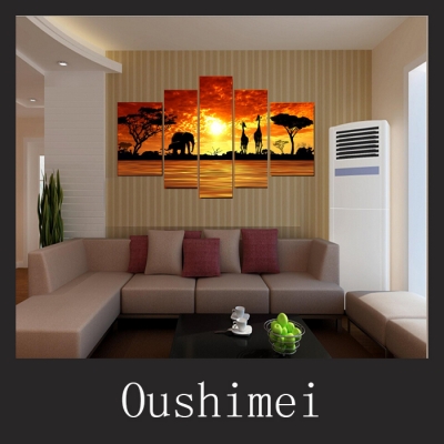 hand painted home decor art sunrise painting modern landscape painting wall decor hang giraffe pictures