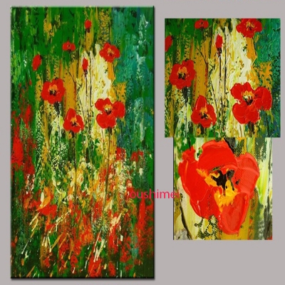 hand painted home decor red flowers picture landscape art paintings modern abstract oil paintings for living room decor craft